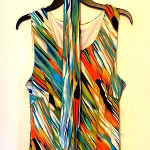 New Signature Robbie Bee Sleeveless Colorful Abstract Artsy Fairy Dress Size 14